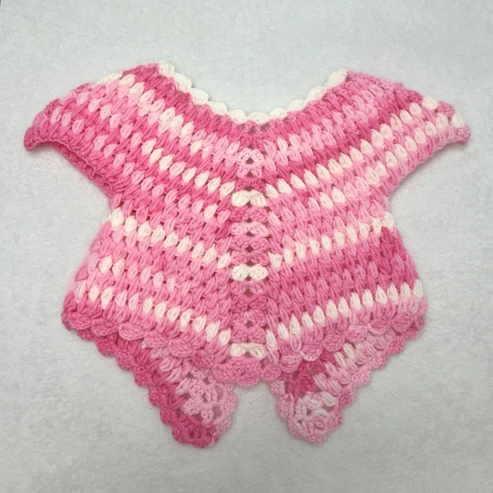 Handmade Crochet Baby Girl Cardigan Sweater Pink Granny Jacket 3-6 Months
